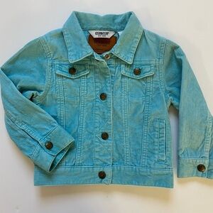 Vintage Osh Kosh B’Gosh Corduroy Jacket Size 3T Y2K Aqua Jeans Style Coat Girls